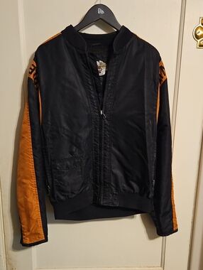 Harley-Davidson Black Bomber Jacket with Orange Sleeve Panels
